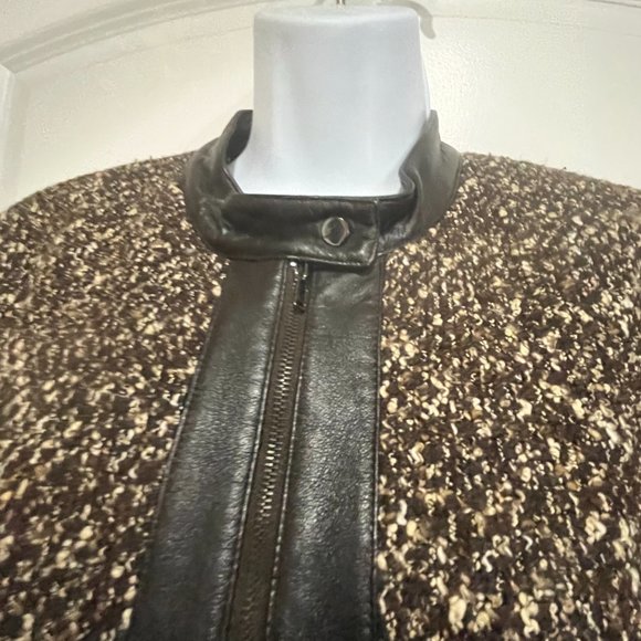 Jones New York WOOL BLEND JACKET with GENUINE LEATHER TRIM - SIZE 22WP - Picture 8 of 8